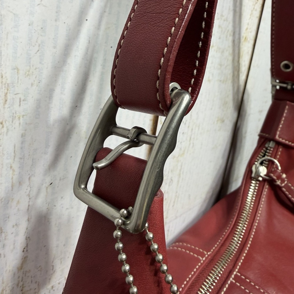Coach Vintage Red Leather Legacy Sling Hobo Bag 9566 Y2K Shoulder Bag - Picture 7 of 13